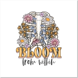 Bloom from within floral rib cage design Posters and Art